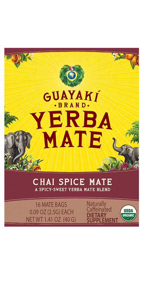 Guayaki Yerba Mate Chai Spice Mate: Tea Bag An invigorating spicy-sweet blend of yerba mate and chai spices